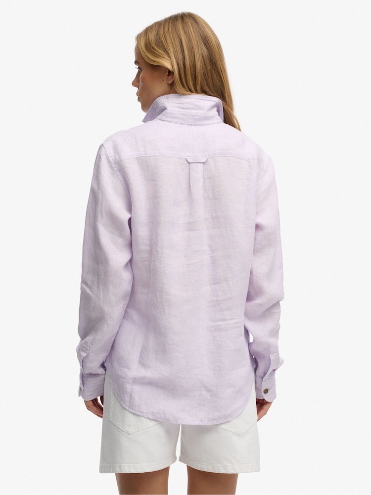 Фіолетовий - Superdry Premium Boyfriend Shirt - Image 2 of 7