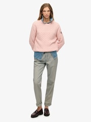 Superdry Pink Slouchy Cable Knit Jumper - Image 3 of 6