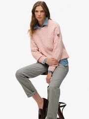 Superdry Pink Slouchy Cable Knit Jumper - Image 4 of 6