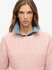 Superdry Pink Slouchy Cable Knit Jumper - Image 5 of 6