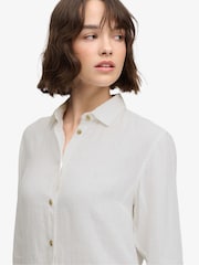 Wit - Superdry Premium Linen Boyfriend Shirt - Afbeelding 3 van 6