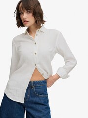 Wit - Superdry Premium Linen Boyfriend Shirt - Afbeelding 4 van 6