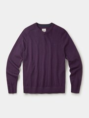 Aubin Purple Burnham Merino V-Neck Jumper - Image 5 of 5
