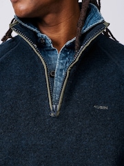 Aubin Blue Bodmin Zip Neck Fleece - Image 4 of 6