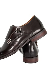 Dune London Chocolate Brown Standard Fit Satchin Flex Sole Toecap Monk Shoes - Image 6 of 6