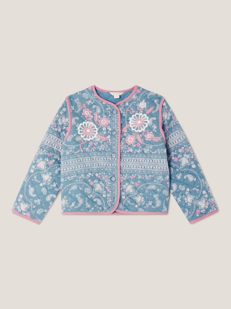 Monsoon Blue Embroidered Paisley Quilted Jacket - Image 2 of 4 Monsoon Blue Embroidered Paisley Quilted Jacket - Image 2 of 4