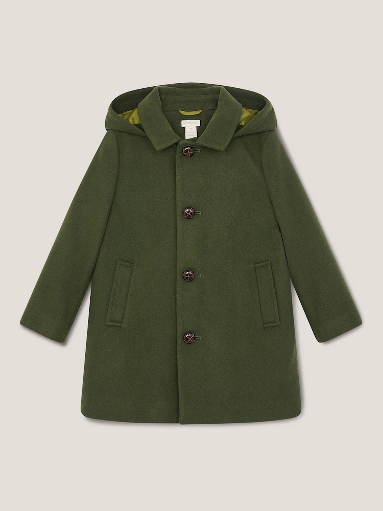 Monsoon Green Hooded Collar Coat - Image 1 of 3 Monsoon Green Hooded Collar Coat - Image 1 of 3