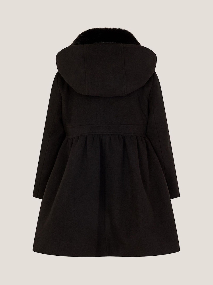 Monsoon Black Faux Collar Double Breasted Coat - Image 2 of 3