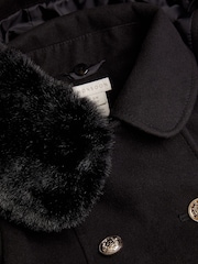 Monsoon Black Faux Collar Double Breasted Coat - Image 3 of 3