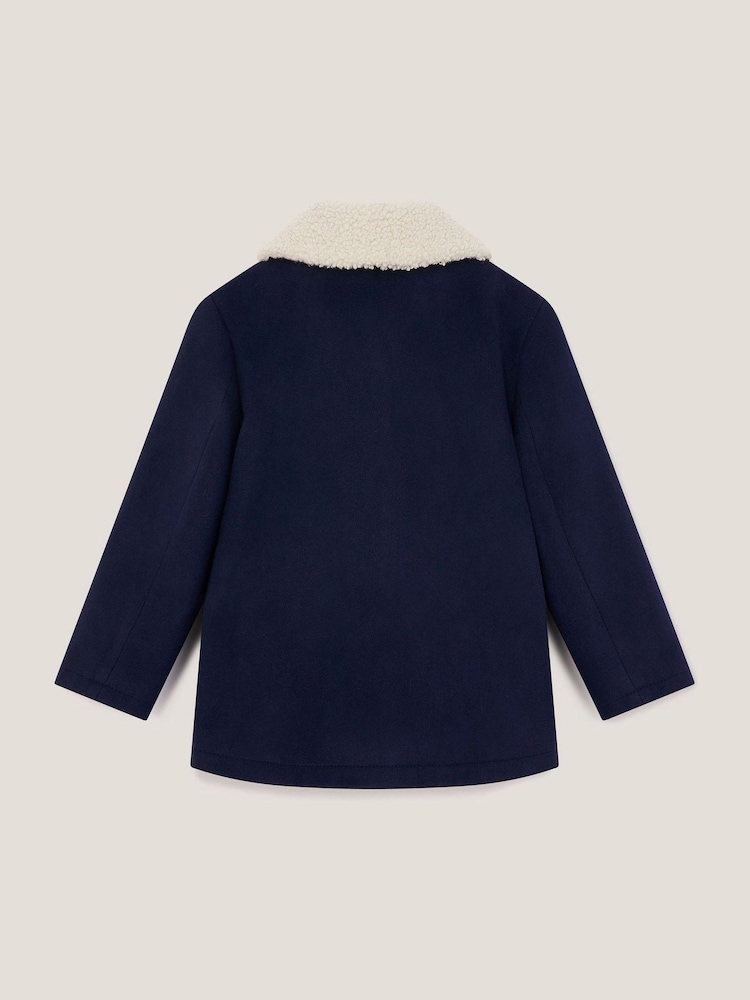 Monsoon Blue Borg Collar Pea Coat - Image 2 of 3 Monsoon Blue Borg Collar Pea Coat - Image 2 of 3