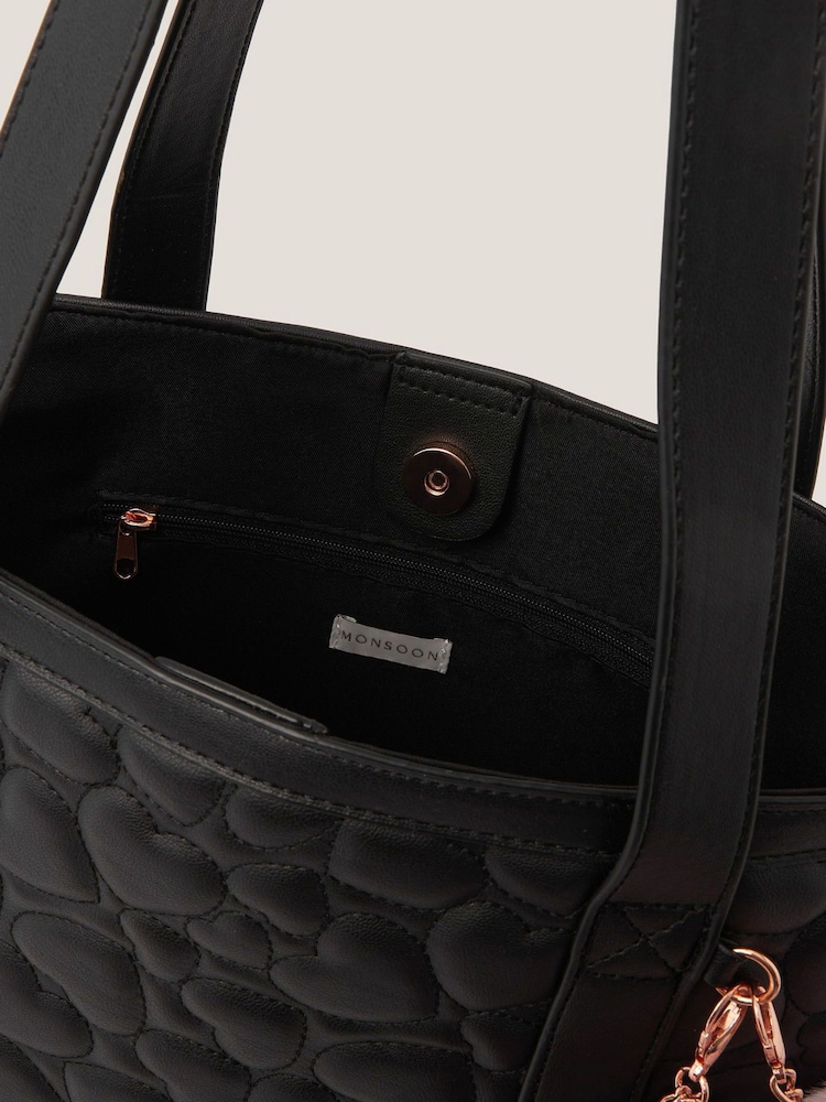 Monsoon Black Heart Quilted School Tote Bag - Image 4 of 4
