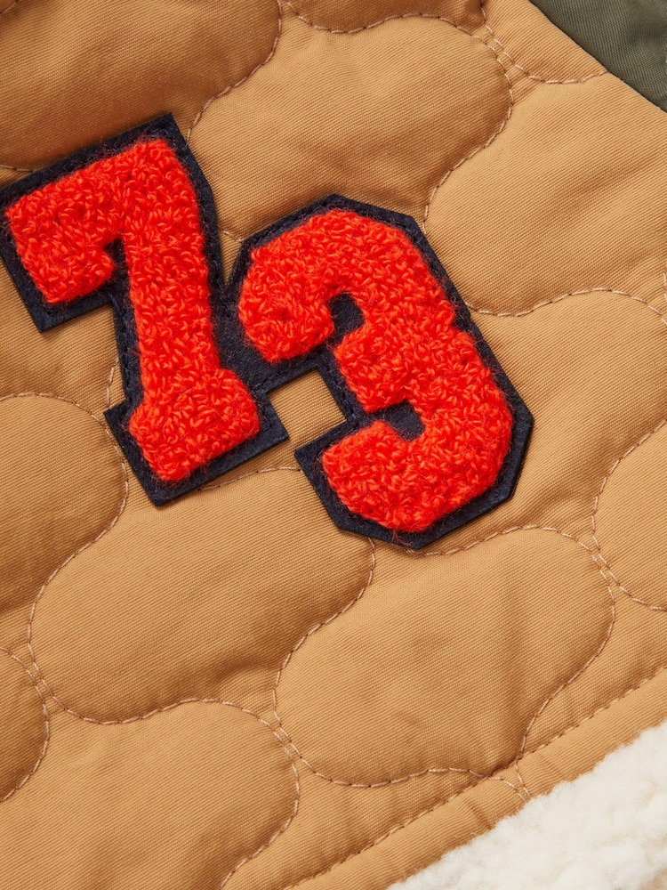 Monsoon Brown Colourblock Borg Quilted Jacket - Image 3 of 3