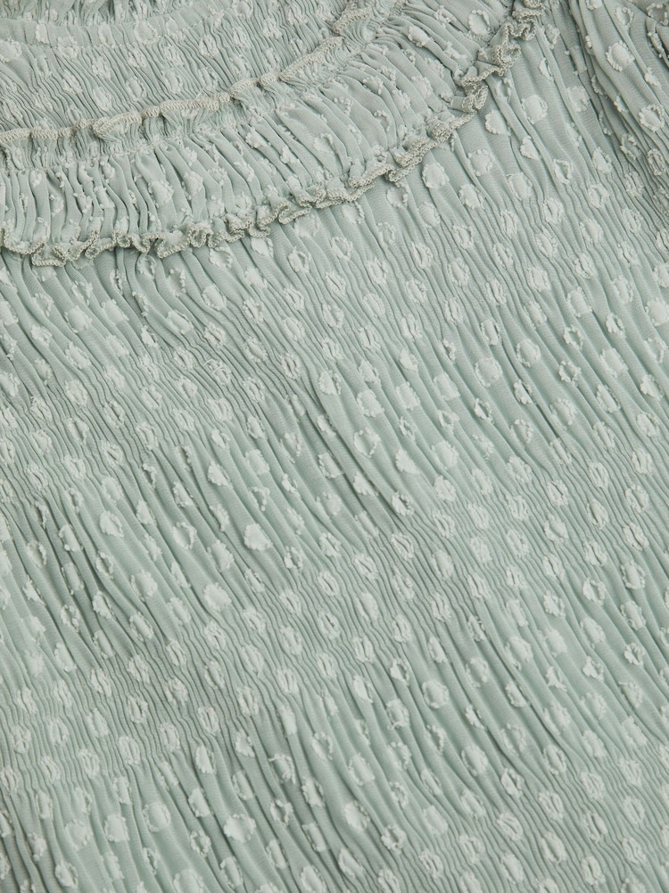 Monsoon Green Textured Polka Dot Party Dress - Image 4 of 4 Monsoon Green Textured Polka Dot Party Dress - Image 4 of 4