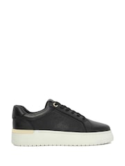 Dune London Black Emeelia Gold Clip Lace Up Trainers - Image 2 of 6