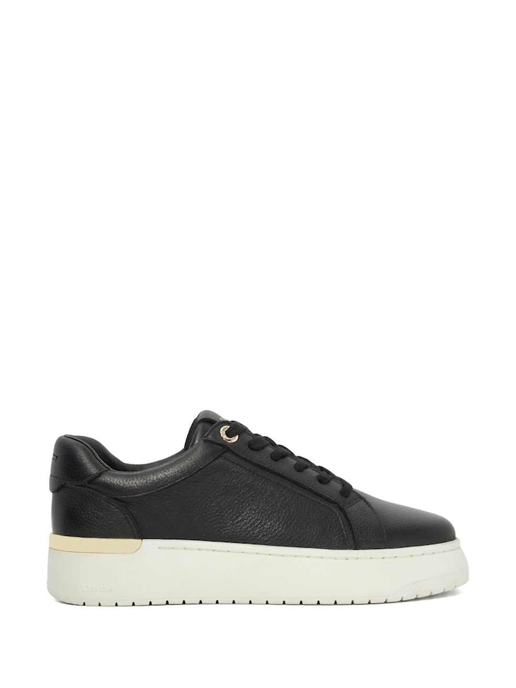 Dune London Black Emeelia Gold Clip Lace Up Trainers - Image 2 of 6 Dune London Black Emeelia Gold Clip Lace Up Trainers - Image 2 of 6