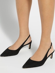 Dune London Black Wf Celinna Set Back Kitten Sling Back Heels - Image 1 of 5