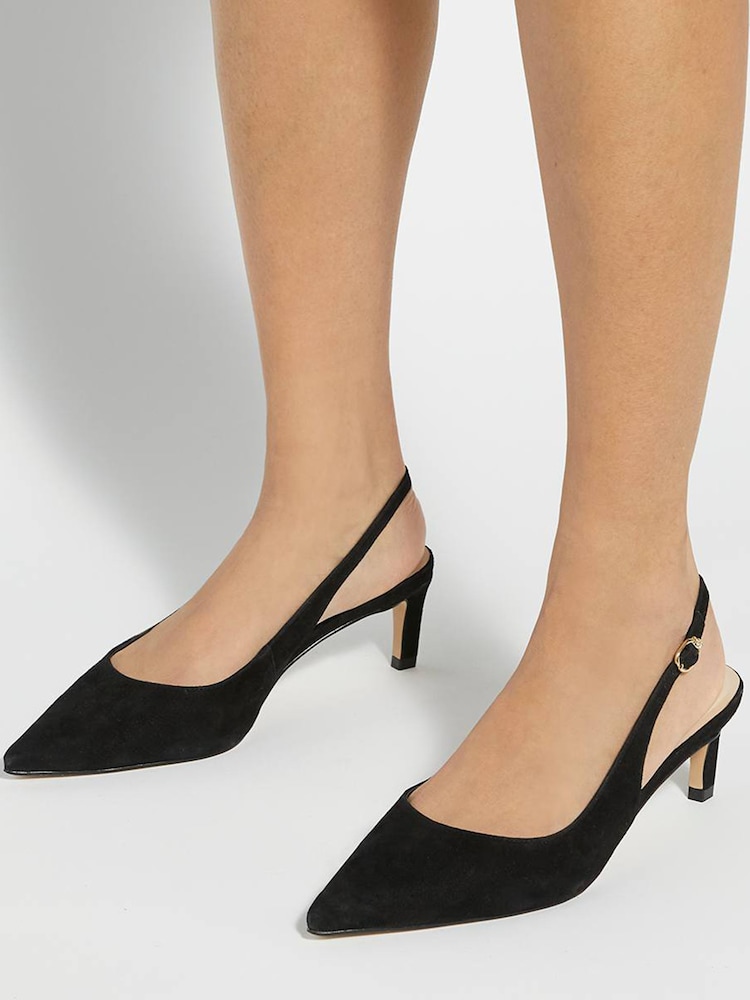 Dune London Black Wf Celinna Set Back Kitten Sling Back Heels - Image 1 of 5