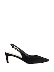 Dune London Black Wf Celinna Set Back Kitten Sling Back Heels - Image 2 of 5