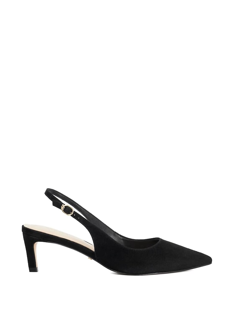 Dune London Black Wf Celinna Set Back Kitten Sling Back Heels - Image 2 of 5