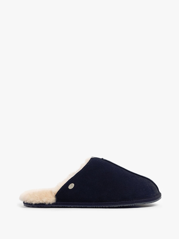 Just Sheepskin Blue Mens Jude Sheepskin Slipper - Image 2 of 5 Just Sheepskin Blue Mens Jude Sheepskin Slipper - Image 2 of 5
