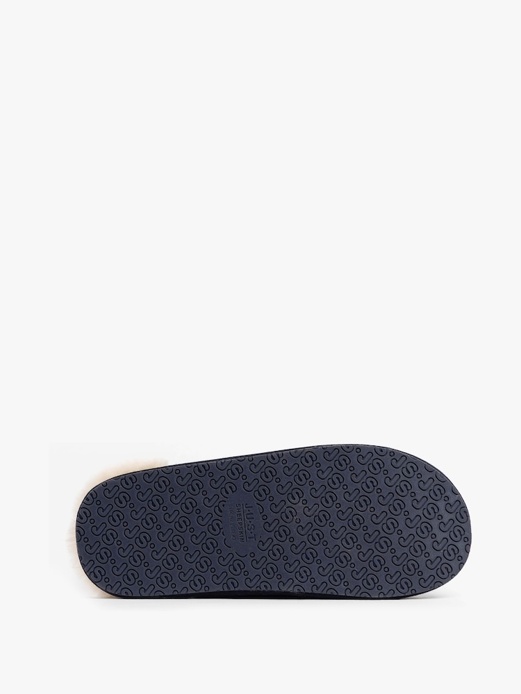 Just Sheepskin Blue Mens Jude Sheepskin Slipper - Image 5 of 5 Just Sheepskin Blue Mens Jude Sheepskin Slipper - Image 5 of 5