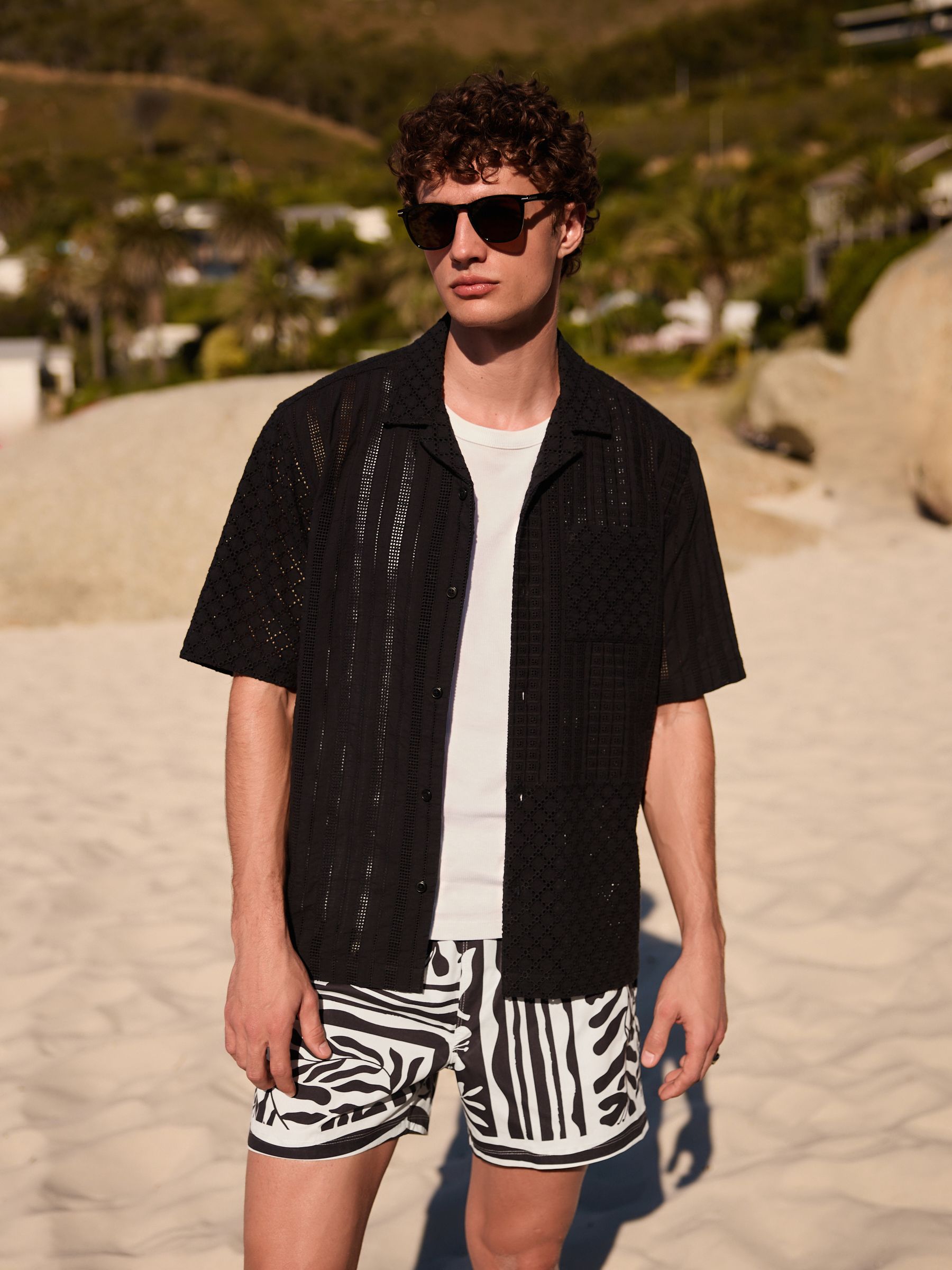 Buy Mono Tile Print Swim Shorts 5 Inch from Next Romania