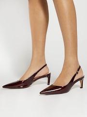 Dune London Brown Wf Celinna Set Back Kitten Sling Back Heels - Image 1 of 6
