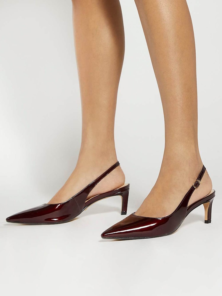 Dune London Brown Wf Celinna Set Back Kitten Sling Back Heels - Image 1 of 6