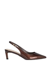 Dune London Brown Wf Celinna Set Back Kitten Sling Back Heels - Image 2 of 6