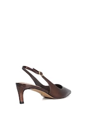 Dune London Brown Wf Celinna Set Back Kitten Sling Back Heels - Image 4 of 6
