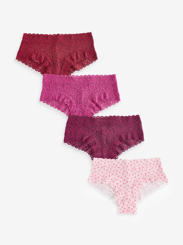 Victoria's Secret Pink/Purple/Red Cheeky 4 Pack Knickers - Image 1 of 7