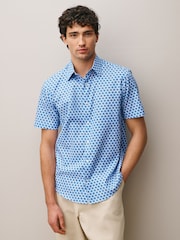 Blue Shell Geometric Regular Fit Cotton Rich Easy Care Print Smart Shirt - Image 1 of 8