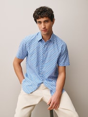Blue Shell Geometric Regular Fit Cotton Rich Easy Care Print Smart Shirt - Image 2 of 8