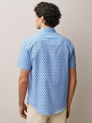 Blue Shell Geometric Regular Fit Cotton Rich Easy Care Print Smart Shirt - Image 3 of 8