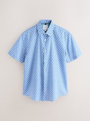 Blue Shell Geometric Regular Fit Cotton Rich Easy Care Print Smart Shirt - Image 6 of 8