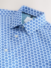 Blue Shell Geometric Regular Fit Cotton Rich Easy Care Print Smart Shirt - Image 7 of 8
