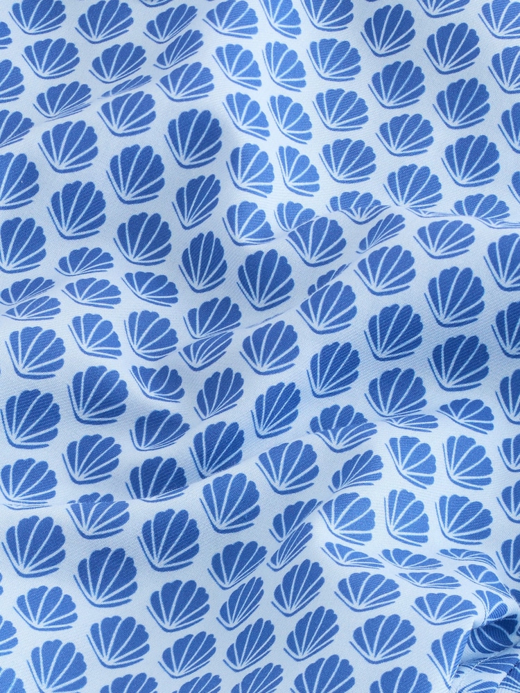 Blue Shell Geometric Regular Fit Cotton Rich Easy Care Print Smart Shirt - Image 8 of 8