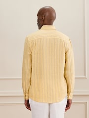 Yellow Stripe Regular Fit Signature Leomaster Linen Long Sleeve Shirt - Image 3 of 6