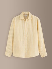 Yellow Stripe Regular Fit Signature Leomaster Linen Long Sleeve Shirt - Image 7 of 10