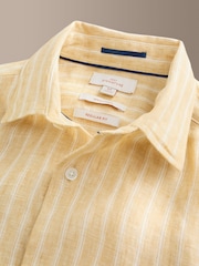 Yellow Stripe Regular Fit Signature Leomaster Linen Long Sleeve Shirt - Image 8 of 10