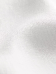 White Regular Fit Signature Basket Weave Linen Short Sleeve Shirt - Image 5 of 6
