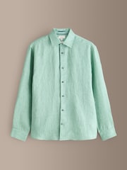 Green Regular Fit Signature Leomaster Linen Long Sleeve Shirt - Image 7 of 9