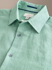 Green Regular Fit Signature Leomaster Linen Long Sleeve Shirt - Image 8 of 9