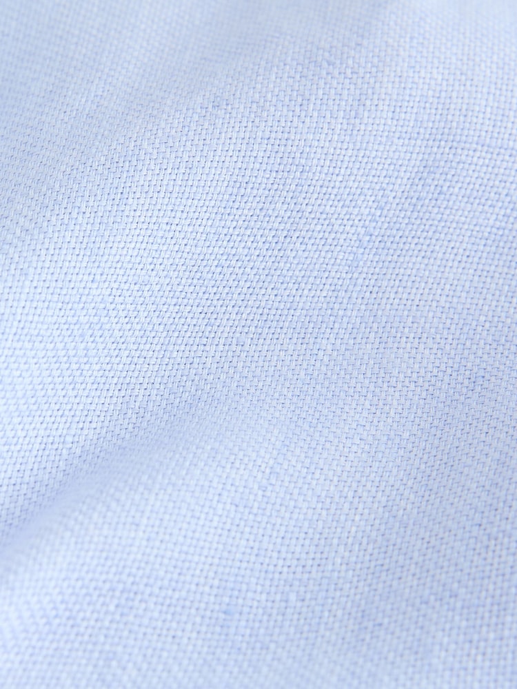 Light Blue Regular Fit Signature Basket Weave Linen Long Sleeve Shirt - Image 9 of 9