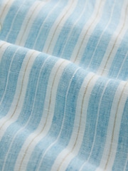 Blue Stripe Regular Fit Signature Leomaster Linen Long Sleeve Shirt - Image 9 of 9