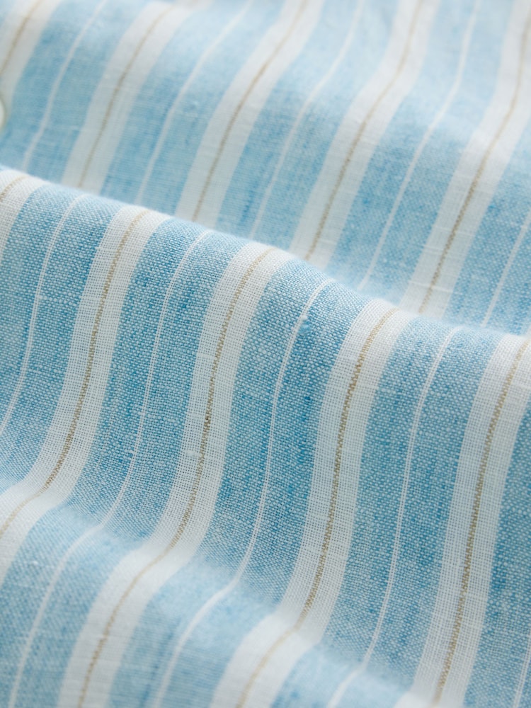Blue Stripe Regular Fit Signature Leomaster Linen Long Sleeve Shirt - Image 9 of 9 Blue Stripe Regular Fit Signature Leomaster Linen Long Sleeve Shirt - Image 9 of 9