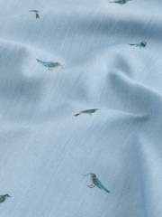 Blue Marl Bird Regular Fit Cotton Rich Easy Care Print Smart Shirt - Image 2 of 7