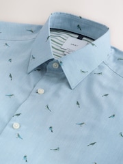 Blue Marl Bird Regular Fit Cotton Rich Easy Care Print Smart Shirt - Image 7 of 7