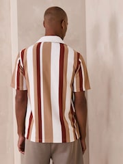 Rust Brown / White Textured Stripe Jersey Shirt - Image 3 of 4