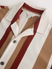 Rust Brown / White Regular Fit 100% Cotton N. Premium Short Sleeve Geometric Print Jersey Smart Shirt - Image 6 of 7